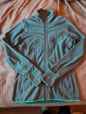Blue Icebreaker Descender Full Zip Merino Wool Sweater - Women's Large